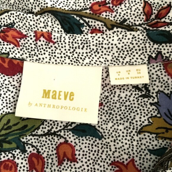 Maeve By Anthropologie Top Women Size 4 Multicolor Janie Flounce Ruffle Hemline - Picture 3 of 14